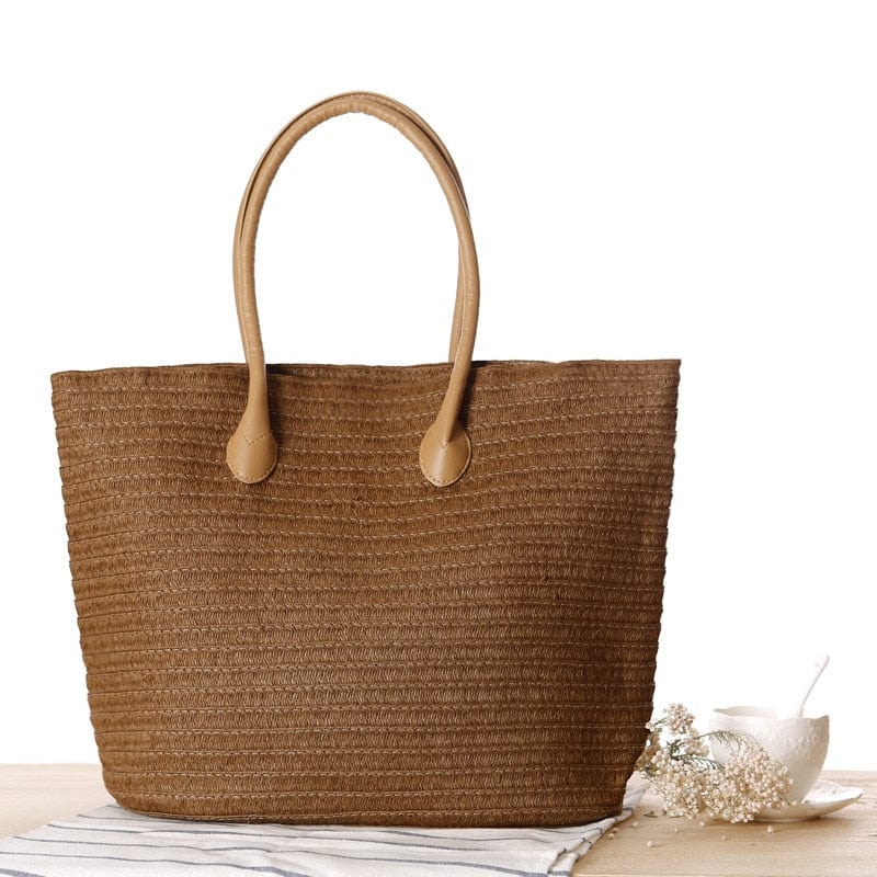 Sac Cabas de Plage en Paille pour Femme | Nina Sac Marron