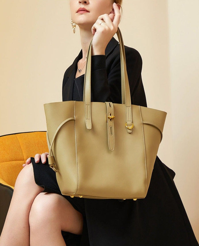 Sac Cabas en Cuir avec Pochette Détachable | Nina Sac