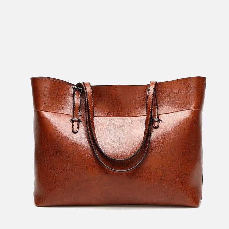 Sac Cabas en Cuir Camel - Style Classique | Nina Sac