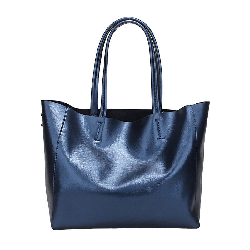 Sac cabas en cuir souple brillant | Nina Sac Bleu