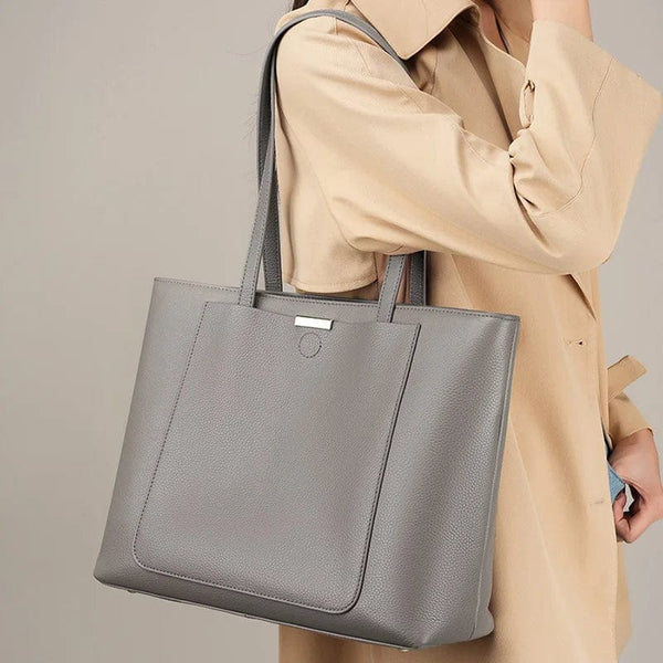 Sac cabas en cuir souple gris | Nina Sac