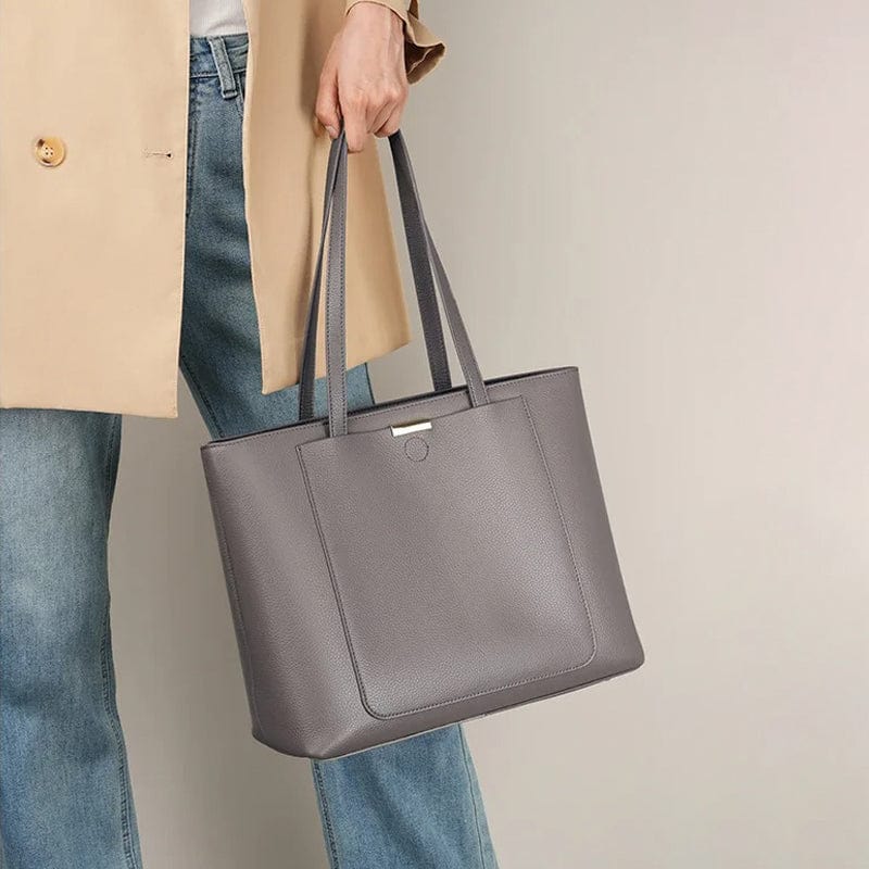 Sac cabas en cuir souple gris | Nina Sac