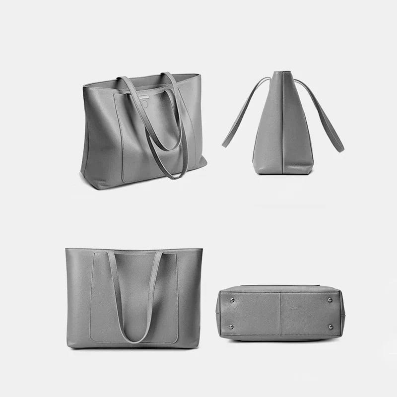 Sac cabas en cuir souple gris | Nina Sac