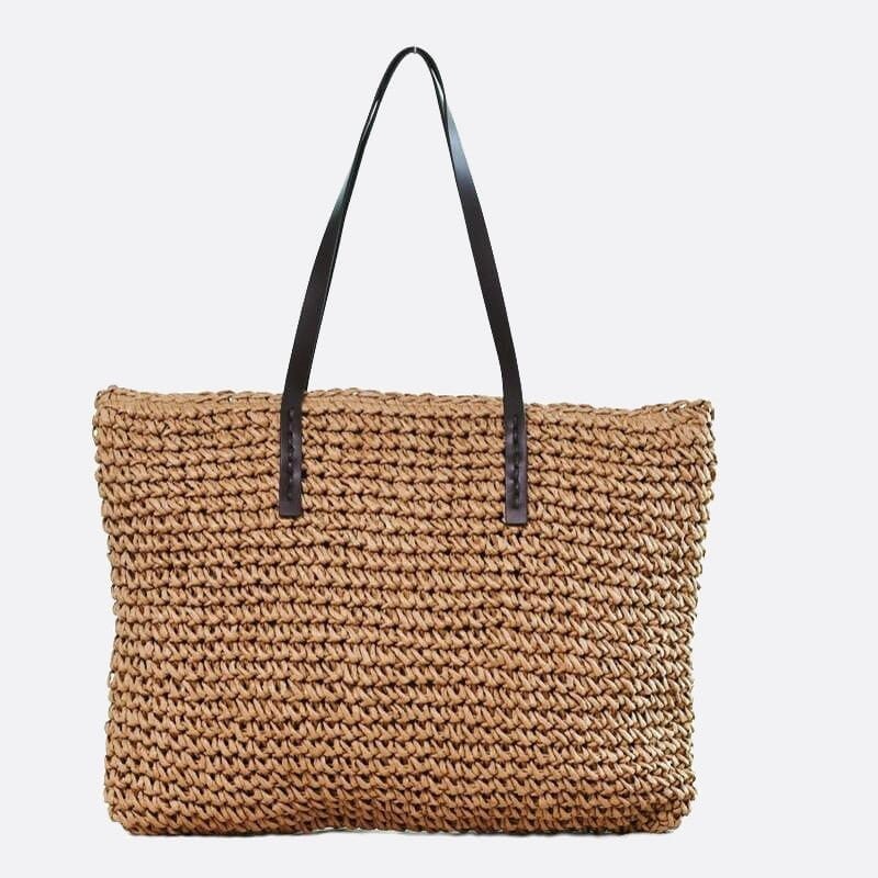 Sac Cabas en Paille avec Anse en Cuir | Nina Sac