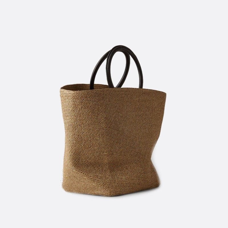 Sac Cabas en Paille avec Anse en Cuir | Nina Sac