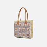 Sac Cabas en Paille - Collection Fleurs Crochetées | Nina Sac