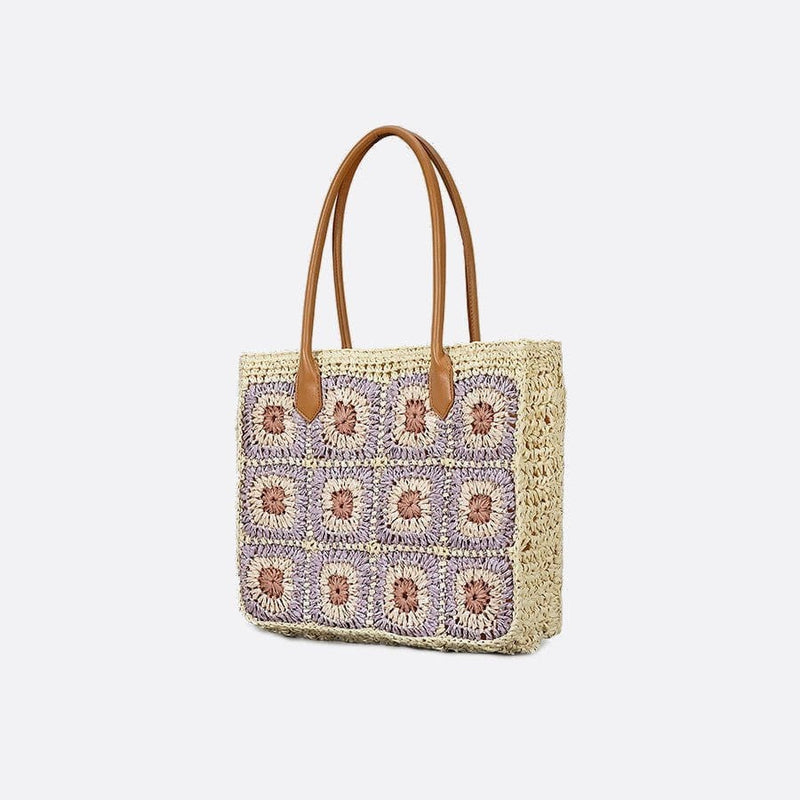 Sac Cabas en Paille - Collection Fleurs Crochetées | Nina Sac