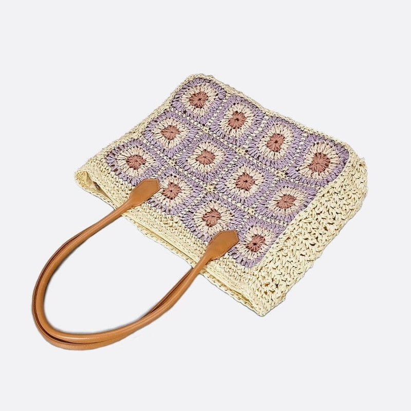 Sac Cabas en Paille - Collection Fleurs Crochetées | Nina Sac