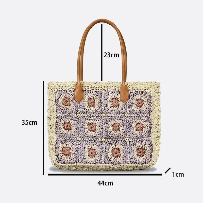 Sac Cabas en Paille - Collection Fleurs Crochetées | Nina Sac