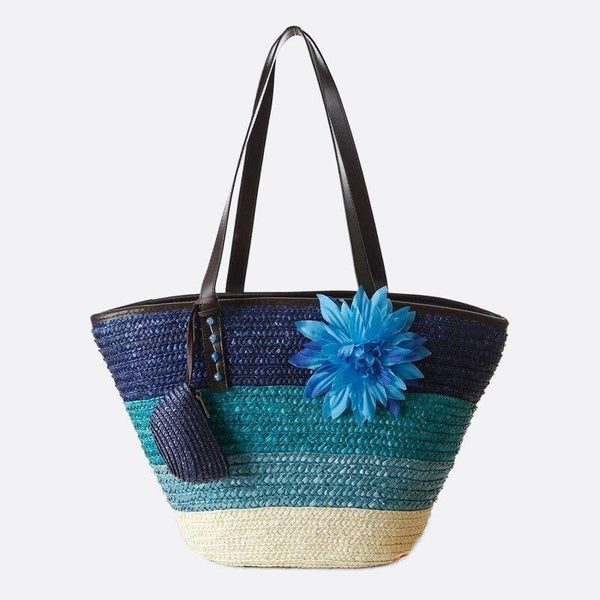 Sac Cabas en Paille Fleuri | Nina Sac Bleu