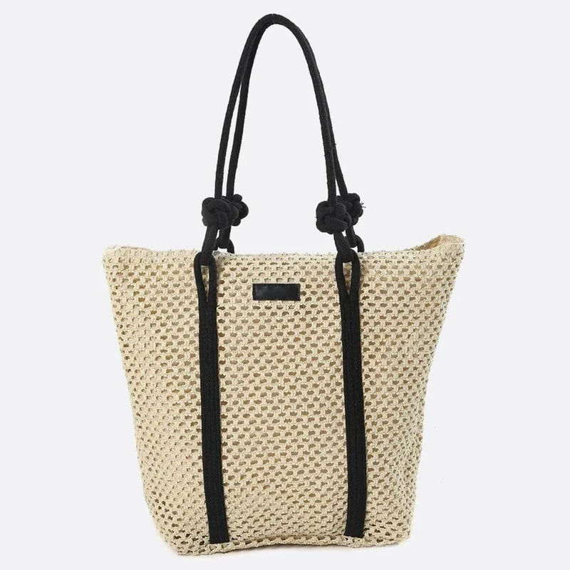 Sac Cabas en Paille Tressée Extra-Large | Nina Sac Blanc