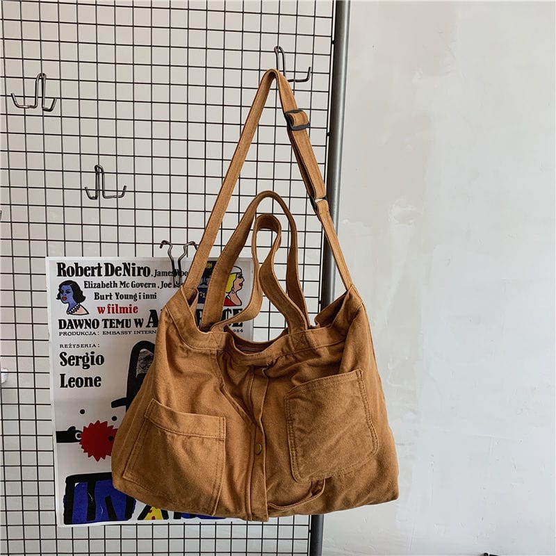 Sac Cabas Femme à Bandoulière Élégant en Toile | Nina Sac Marron