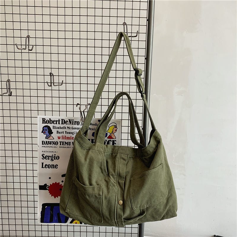 Sac Cabas Femme à Bandoulière Élégant en Toile | Nina Sac Vert