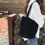 Sac Cabas Femme à Bandoulière en Dentelle Élégante | Nina Sac Noir