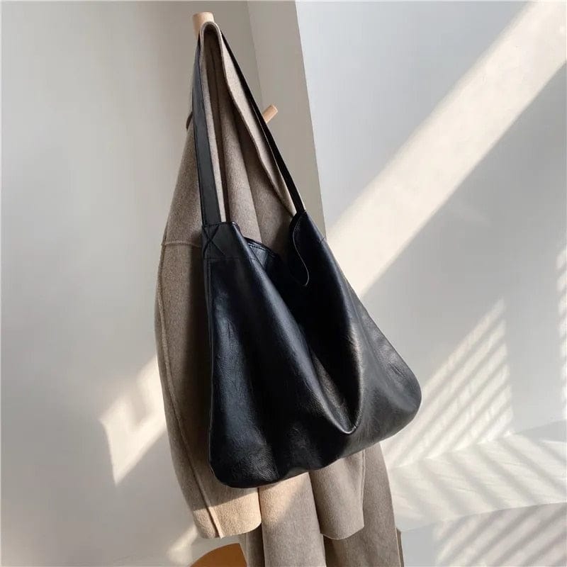 Sac Cabas Femme en Cuir Souple - Élégance Assurée | Nina Sac Noir