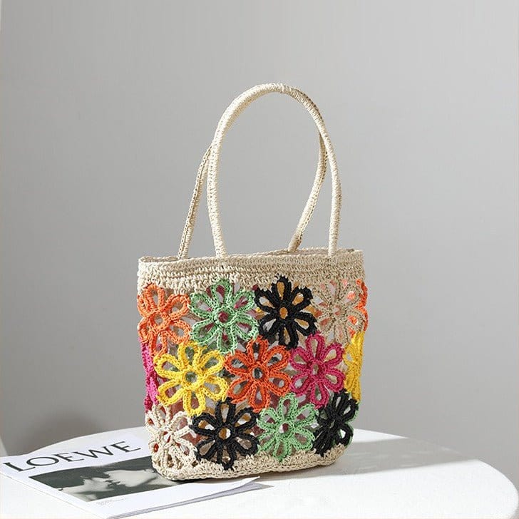 Sac Cabas Fleuri en Paille | Nina Sac