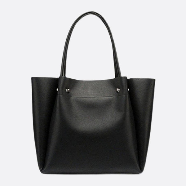 Sac Cabas Noir en Cuir | Nina Sac