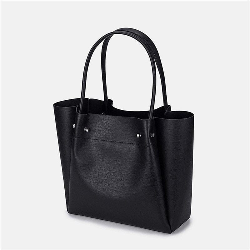 Sac Cabas Noir en Cuir | Nina Sac