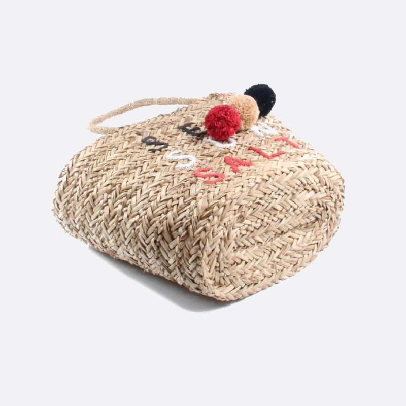 Sac Cabas Panier en Osier - Élégance avec Pompon | Nina Sac