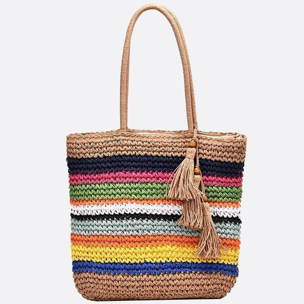 Sac Cabas Rayé en Paille - Style Estival Chic | Nina Sac