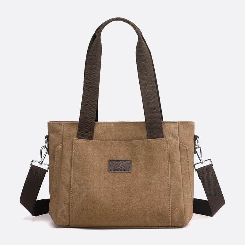 Sac Cabas Rectangulaire Toile Zip Pensé Stylish | Nina Sac Camel