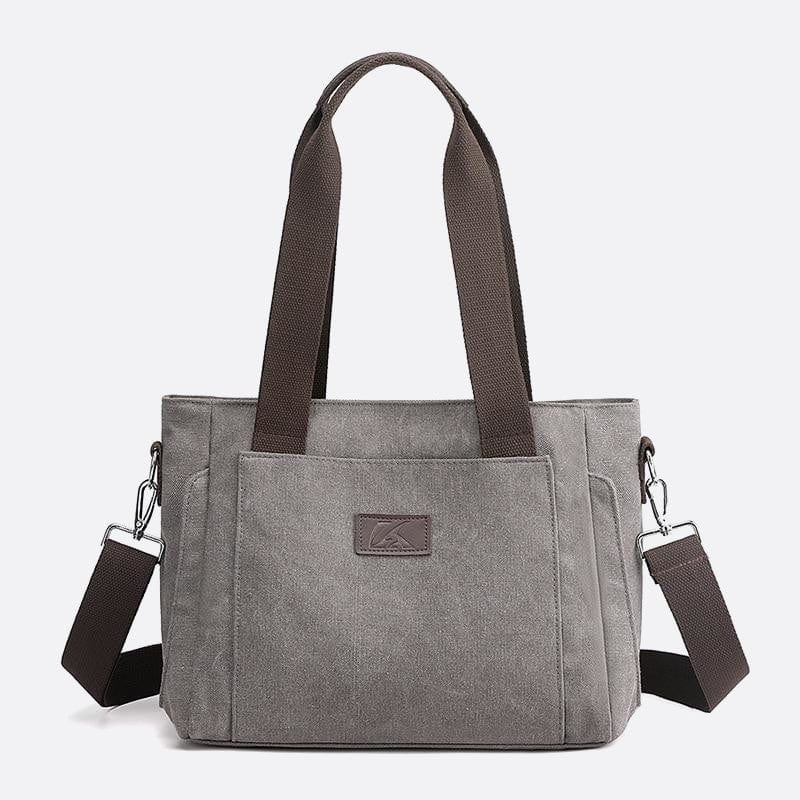 Sac Cabas Rectangulaire Toile Zip Pensé Stylish | Nina Sac Gris