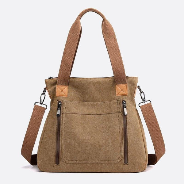 Sac Cabas Toile Multi-Poches | Nina Sac Camel