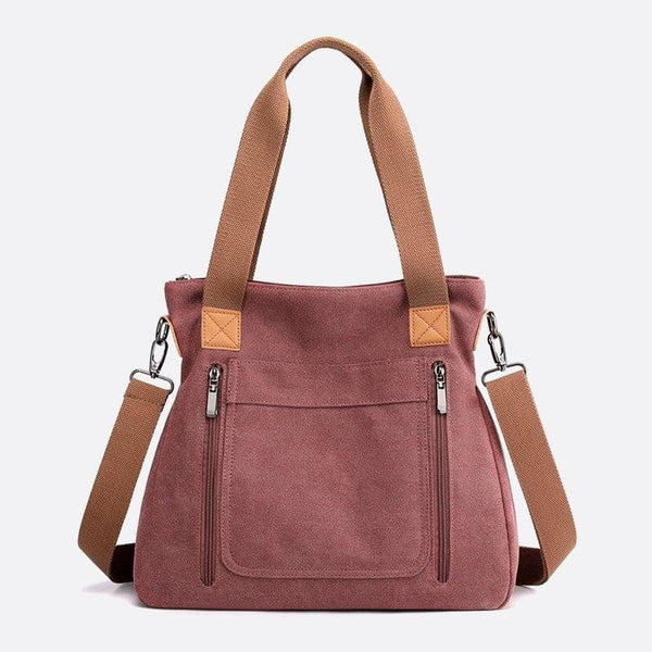 Sac Cabas Toile Multi-Poches | Nina Sac Rouge