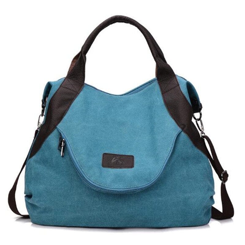 Sac Cabas Toile Multipoches Etudiante | Nina Sac Bleu