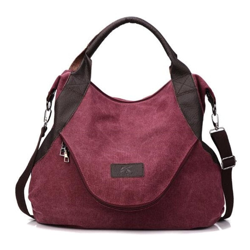 Sac Cabas Toile Multipoches Etudiante | Nina Sac Grenat