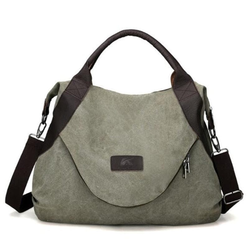 Sac Cabas Toile Multipoches Etudiante | Nina Sac Vert