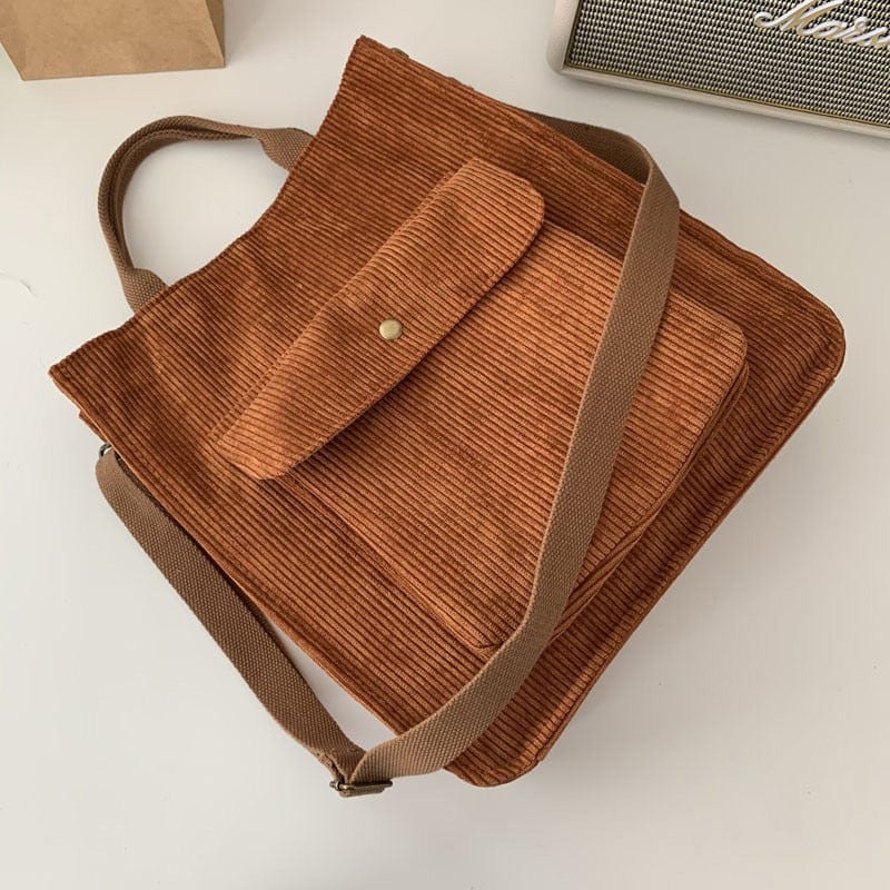 Sac Cabas Velours Côtelé Femme Chic | Nina Sac Camel