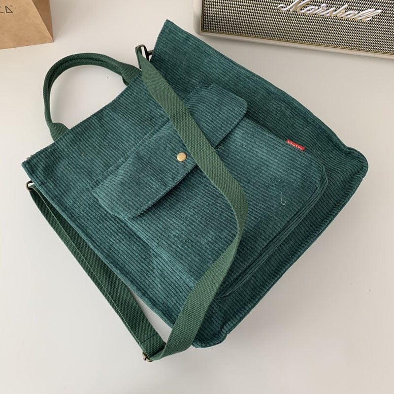 Sac Cabas Velours Côtelé Femme Chic | Nina Sac Vert