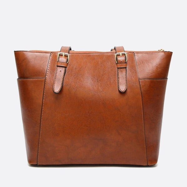 Sac Cabas Vintage en Cuir Camel - Élégance intemporelle | Nina Sac