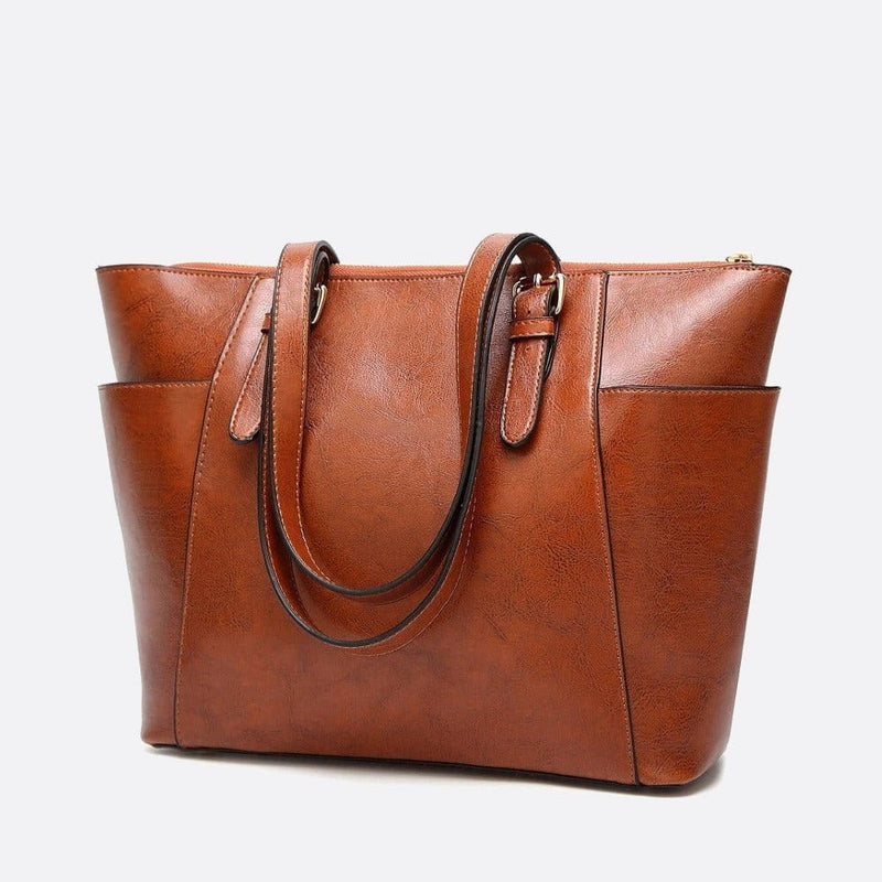 Sac Cabas Vintage en Cuir Camel - Élégance intemporelle | Nina Sac