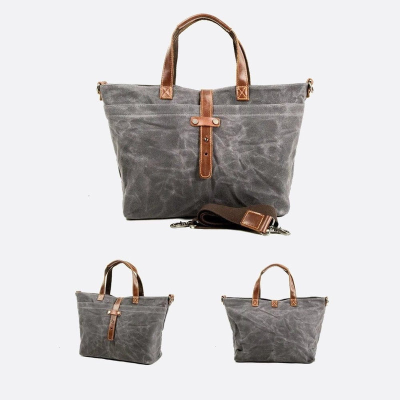 Sac Cabas Vintage Toile et Cuir | Nina Sac