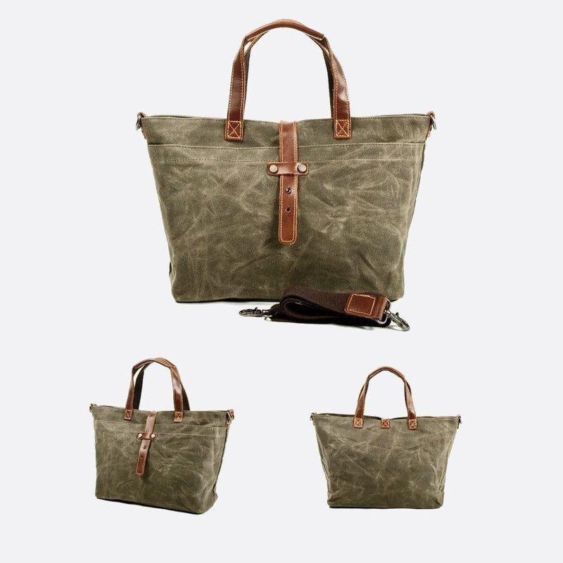 Sac Cabas Vintage Toile et Cuir | Nina Sac