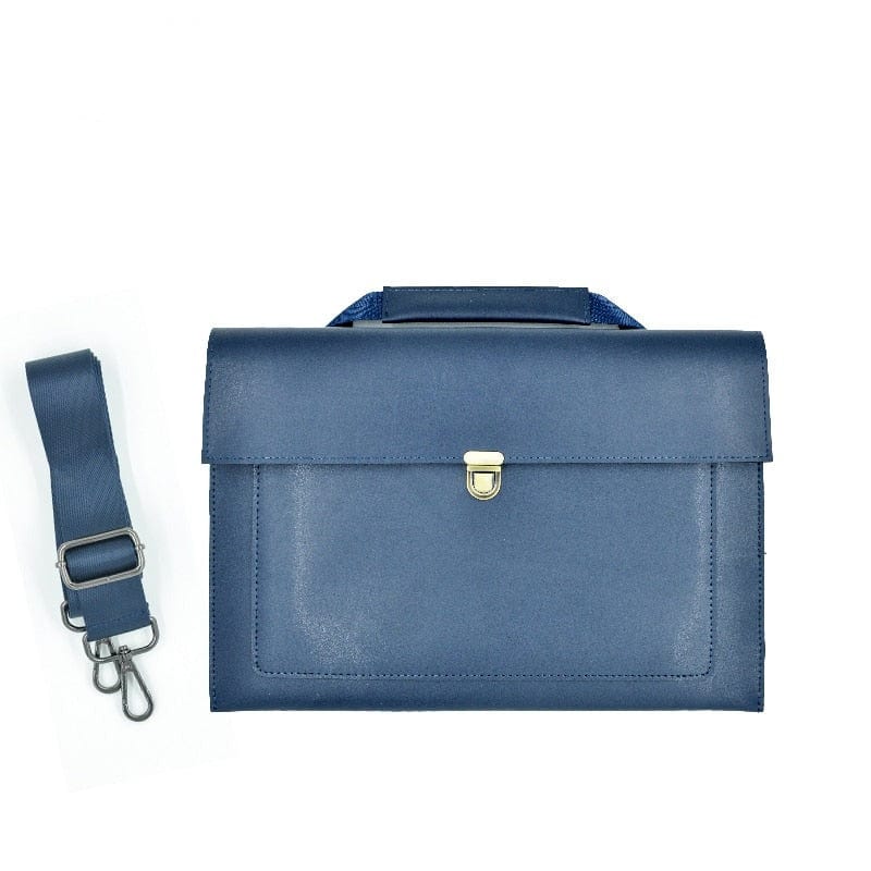 Sac Cartable Femme pour Enseignante en Cuir | Nina Sac Bleu / 13 pouces