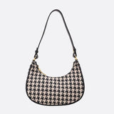 Sac d'Épaule Demi-Lune - Élégance Pied de Poule | Nina Sac