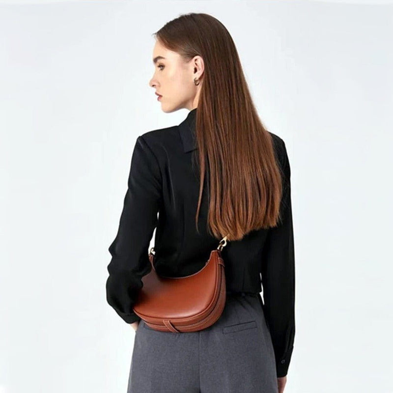 Sac d'Épaule Demi-Lune en Cuir - Style Élégant | Nina Sac