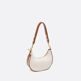 Sac d'Épaule Demi-Lune en Cuir - Style Élégant | Nina Sac Blanc et marron