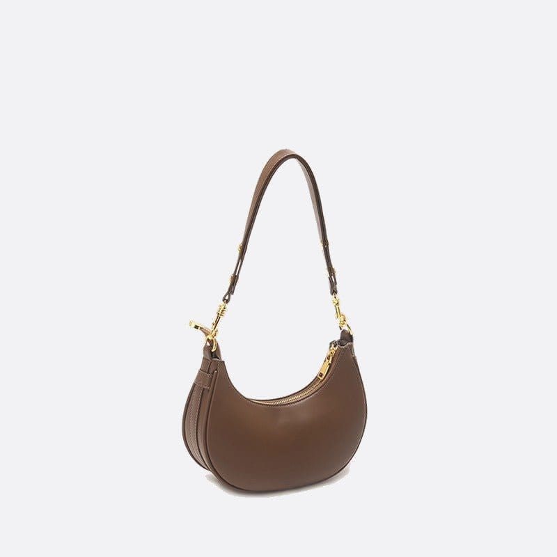 Sac d'Épaule Demi-Lune en Cuir - Style Élégant | Nina Sac Marron