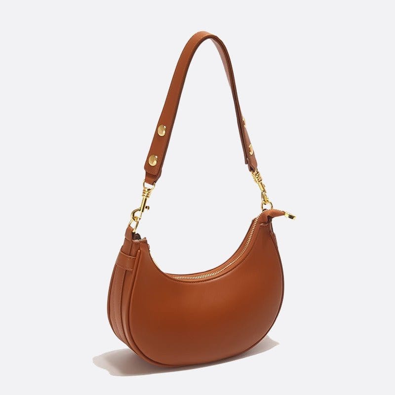 Sac d'Épaule Demi-Lune en Cuir - Style Élégant | Nina Sac Marron clair