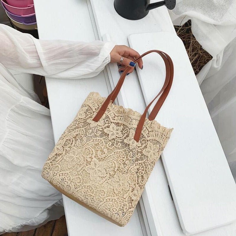 Sac d'Épaule Dentelle Chic | Nina Sac Beige