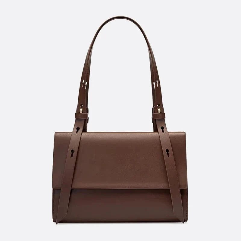 Sac d'Épaule en Cuir Rectangulaire | Nina Sac Marron