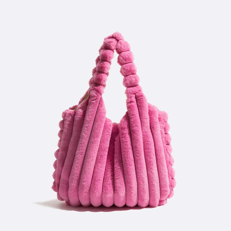 Sac d'Épaule en Fausse Fourrure Luxueuse | Nina Sac Rose