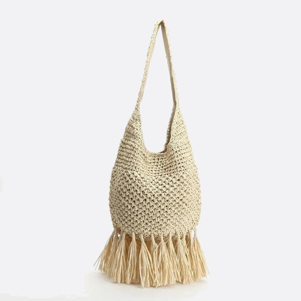 Sac d'Épaule en Paille avec Pompons | Nina Sac