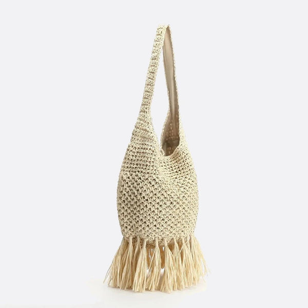 Sac d'Épaule en Paille avec Pompons | Nina Sac