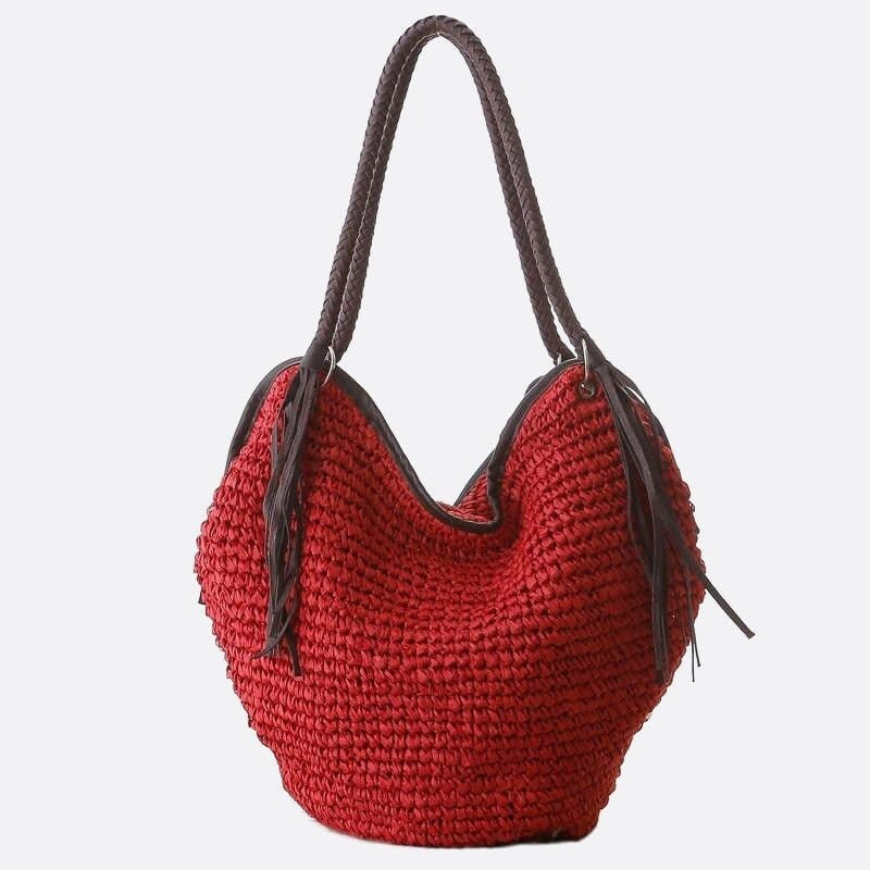 Sac d'Épaule en Paille avec StyleRefreshLayout | Nina Sac Rouge