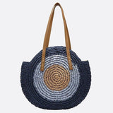 Sac d'Épaule en Paille Circulaire colorée | Nina Sac Bleu marine